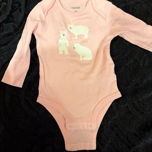 Pekkle Pink Bear Print Kids Bodysuit